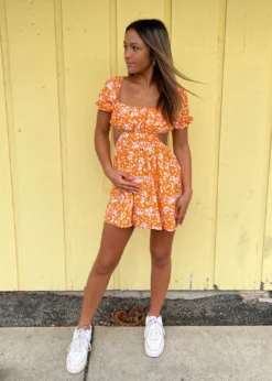 Sky To Moon Newness Simple Romance Dress ★ Orange