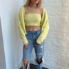 Le Lis Tops Treat You Better Cardigan Set ★ Neon Yellow