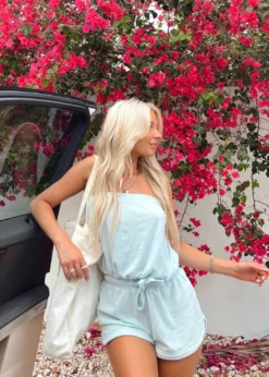 Vintage Havana Midsummer Madness Terry Cloth Romper ★ Aqua