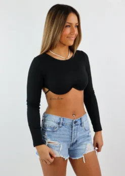 Sky To Moon Kiss Goodnight Long Sleeve Top ★ Black