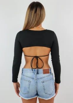 Sky To Moon Kiss Goodnight Long Sleeve Top ★ Black